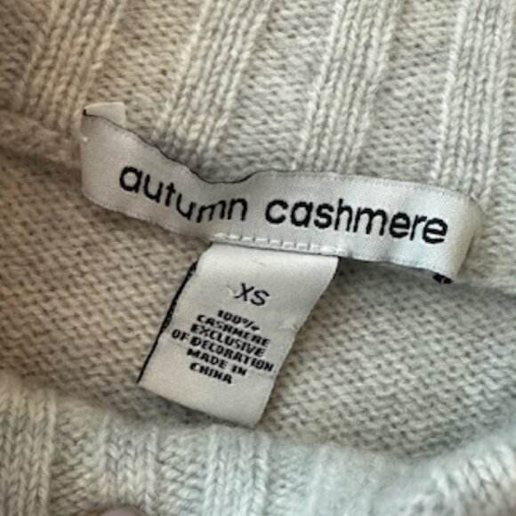 Autumn Cashmere women's light gray mock neck sweater with silver grommets, XS - Picture 7 of 9
